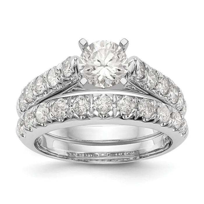 14K White Gold Diamond Peg Set CZ Engagement Ring Goldiacom Rings