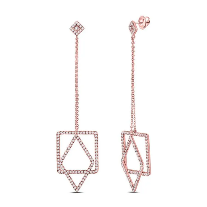 Earrings gndatlanta 14k White Gold Round Diamond Squares Dangle Earrings 1 Cttw Earrings gndatlanta 14k White Gold Round Diamond Squares Dangle Earrings 1 Cttw