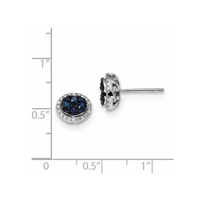 Earrings Goldia 14k White Gold Real Diamond and Blue Sapphire Post Earrings