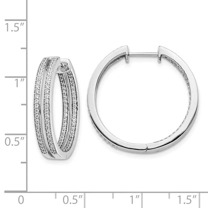 Earrings Goldia 14k White Gold Real Diamond InOut Hoop Earrings
