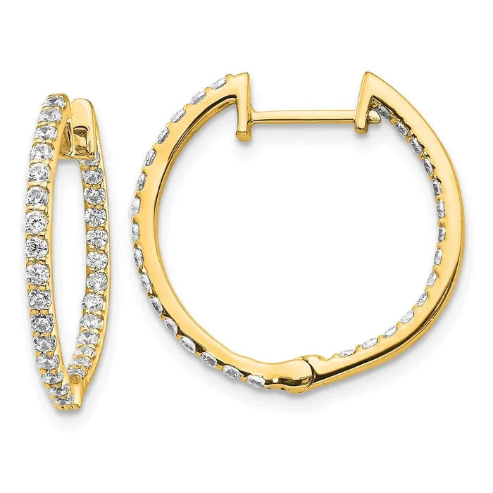 Earrings Goldia 14k Yellow Gold Real Diamond InOut Hinged Hoop Earrings