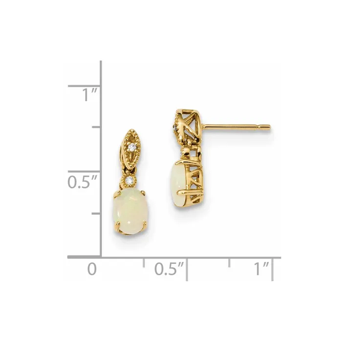 Earrings Goldia 14k Yellow Gold w Austrian Opal u0026 Real Diamond Earrings