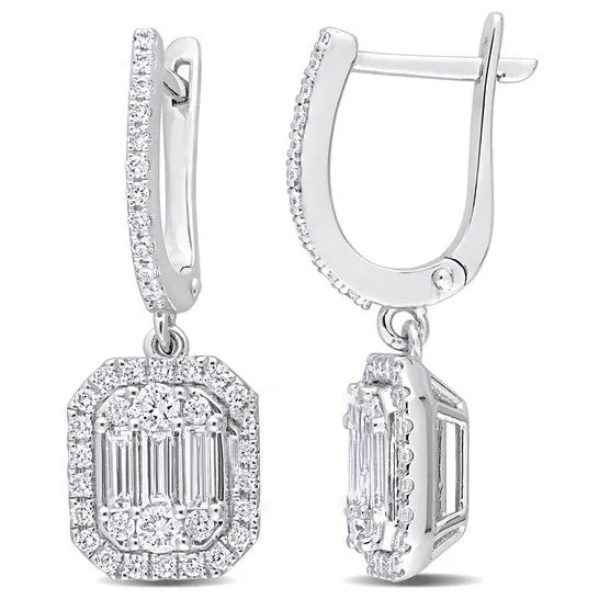 Earrings JMS always Original AMOUR 1 110 CT TDW Parallel Baguette Diamond Halo Cuff Earrings In 14K White Gold Earrings JMS always Original AMOUR 1 110 CT TDW Parallel Baguette Diamond Halo Cuff Earrings In 14K White Gold