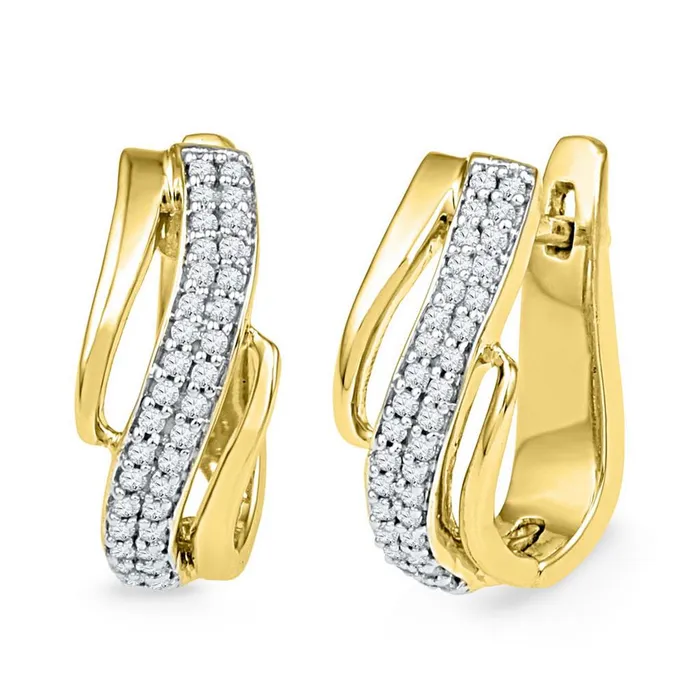 gndatlanta Earrings 10k Yellow Gold Round Diamond Diagonal Double Row Hoop Earrings 14 Cttw gndatlanta Earrings 10k Yellow Gold Round Diamond Diagonal Double Row Hoop Earrings 14 Cttw