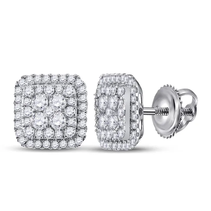 gndatlanta Earrings 14k White Gold Round Diamond Cushion Cluster Earrings 112 Cttw gndatlanta Earrings 14k White Gold Round Diamond Cushion Cluster Earrings 112 Cttw