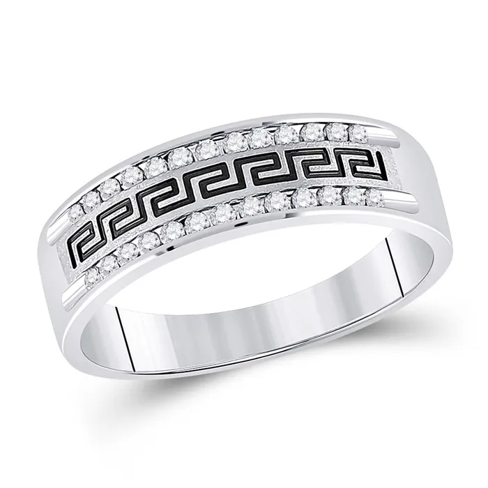 gndatlanta Rings 14k White Gold Round Diamond Grecco Wedding Band Ring 14 Cttw