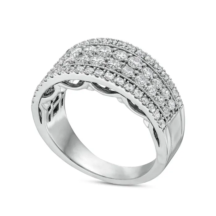 Goldia 138 CT TW Natural Diamond MultiRow Antique VintageStyle Anniversary Band in Solid 14K White Gold Rings Goldia 138 CT TW Natural Diamond MultiRow Antique VintageStyle Anniversary Band in Solid 14K White Gold Rings