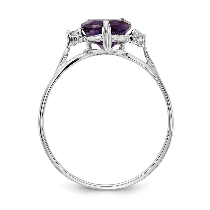 Goldia 14k White Gold 7mm Heart Amethyst A Real Diamond ring Rings