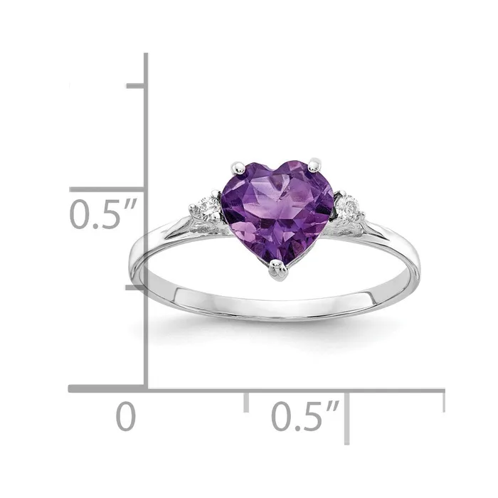 Goldia 14k White Gold 7mm Heart Amethyst A Real Diamond ring Rings