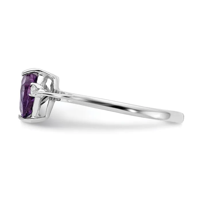 Goldia 14k White Gold 7mm Heart Amethyst A Real Diamond ring Rings