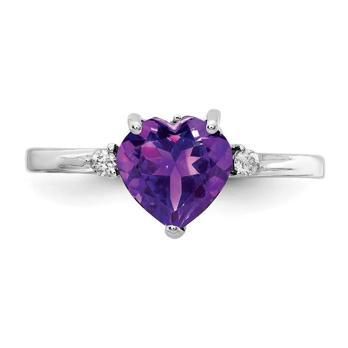 Goldia 14k White Gold 7mm Heart Amethyst A Real Diamond ring Rings