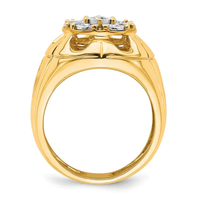 Goldiacom 14K Yellow Gold Real Diamond Mens Ring Rings