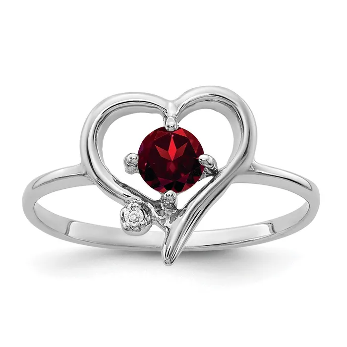 Goldiacom Rings 14k White Gold 4mm Garnet A Real Diamond ring