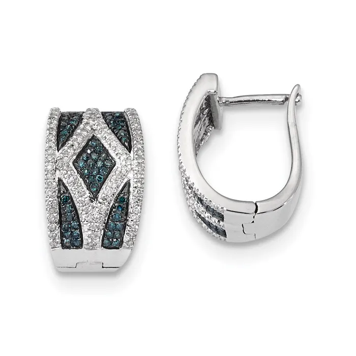 Goldia Earrings Sterling Silver Blue and White Diamond Earrings