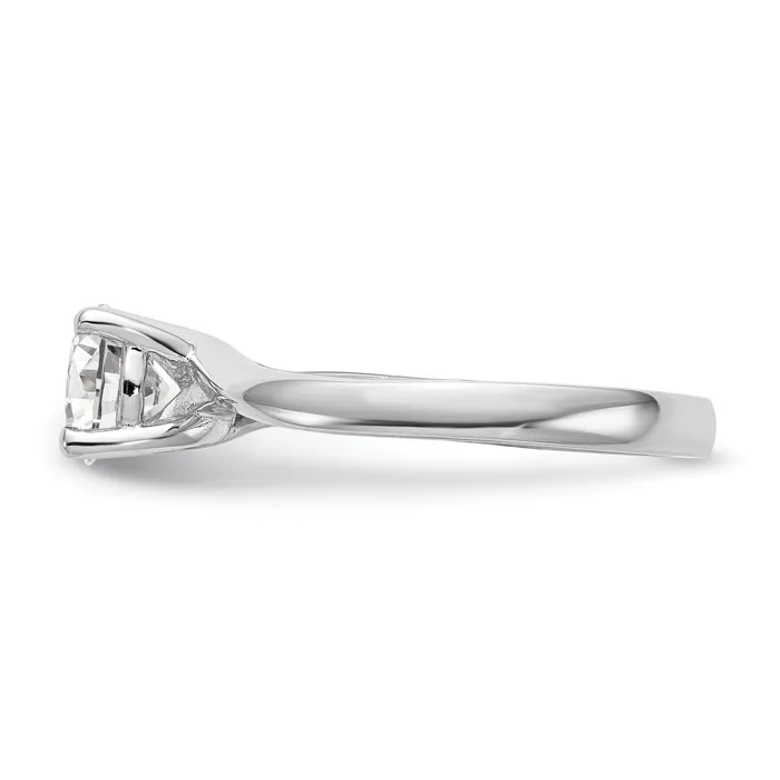 Goldia Rings 075ct CZ Solid Real 14K White Gold Round Solitaire Engagement Ring Engagement Polished