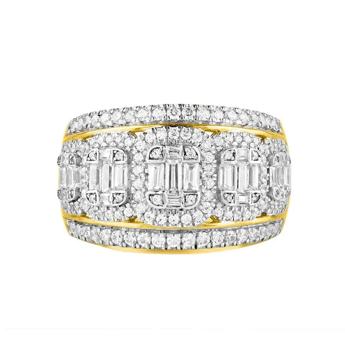Goldia Rings 10 CT TW Composite Natural Diamond Frame Five Stone Ring in Solid 10K Yellow Gold Goldia Rings 10 CT TW Composite Natural Diamond Frame Five Stone Ring in Solid 10K Yellow Gold