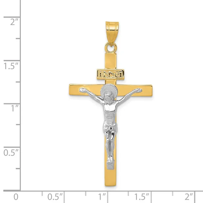 Goldia Rings 14k Twotone Gold INRI Crucifix Pendant