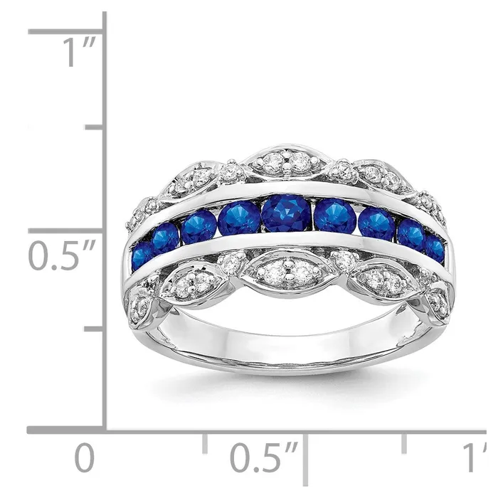 Goldia Rings 14k White Gold Real Diamond and Sapphire Fancy Ring