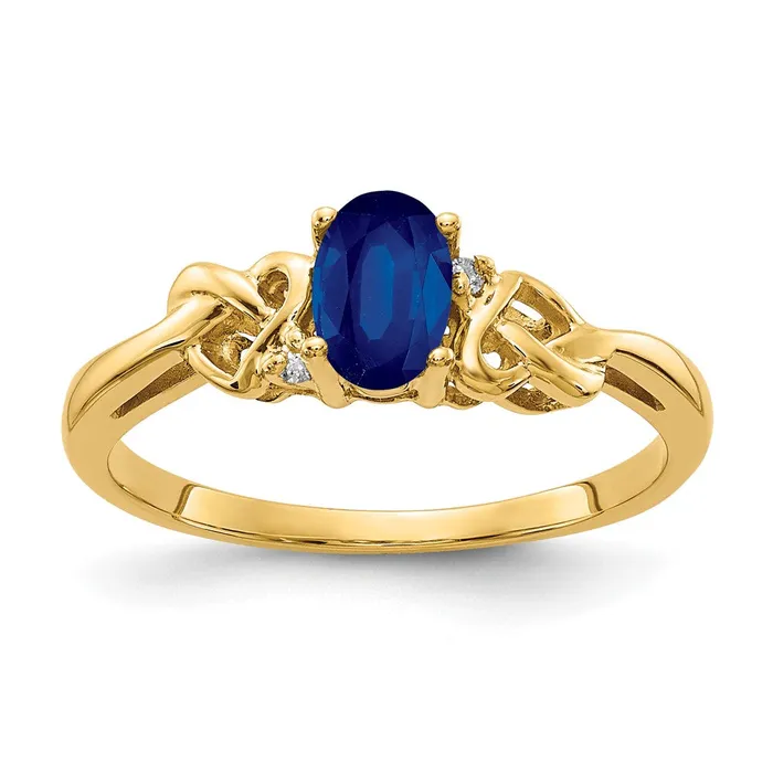 Goldia Rings 14k Yellow Gold 6x4mm Oval Sapphire AAA Diamond ring