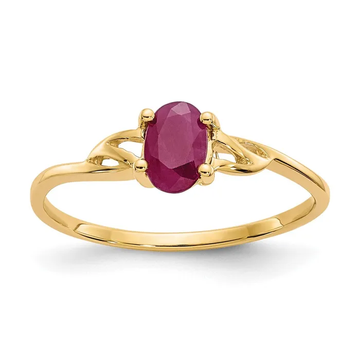Goldia Rings 14K Yellow Gold Ruby Birthstone Ring