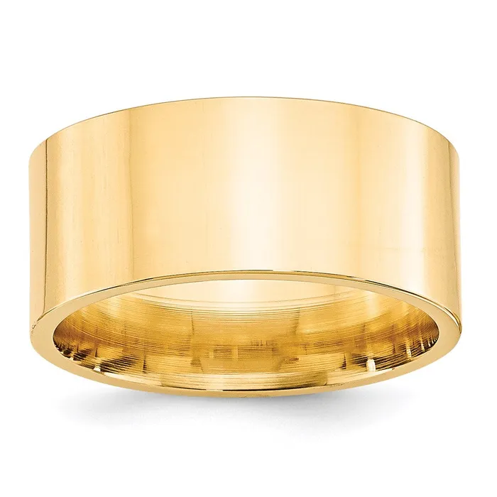 Goldia Rings Solid 10K Yellow Gold 10mm Standard Flat Comfort Fit MensWomens Wedding Band Ring Size 5