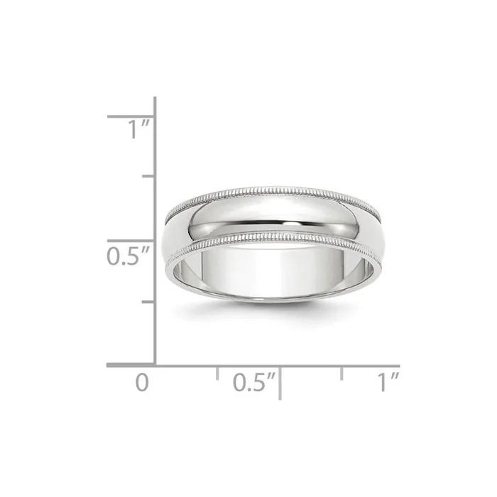Goldia Rings Solid 14K White Gold 6mm Milgrain Half Round MensWomens Wedding Band Ring Size 125 Goldia Rings Solid 14K White Gold 6mm Milgrain Half Round MensWomens Wedding Band Ring Size 125