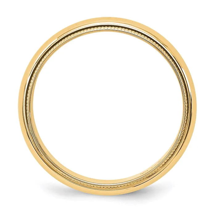 Goldia Solid 18K Yellow Gold 5mm Milgrain Half Round MensWomens Wedding Band Ring Size 125 Rings