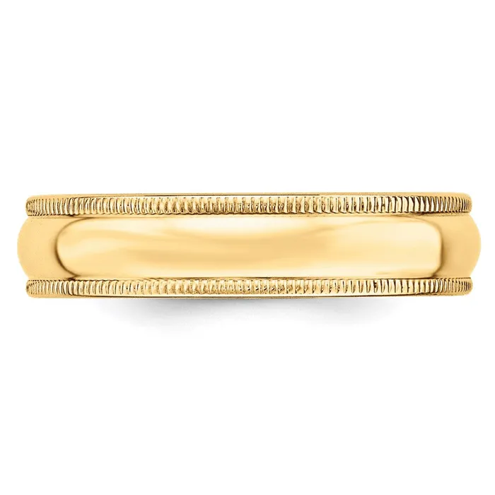 Goldia Solid 18K Yellow Gold 5mm Milgrain Half Round MensWomens Wedding Band Ring Size 125 Rings