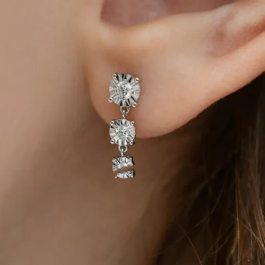 JMS always Earrings Original Bliss Sole 18K White Gold Graduating Diamond Dangle Earrings 20086463