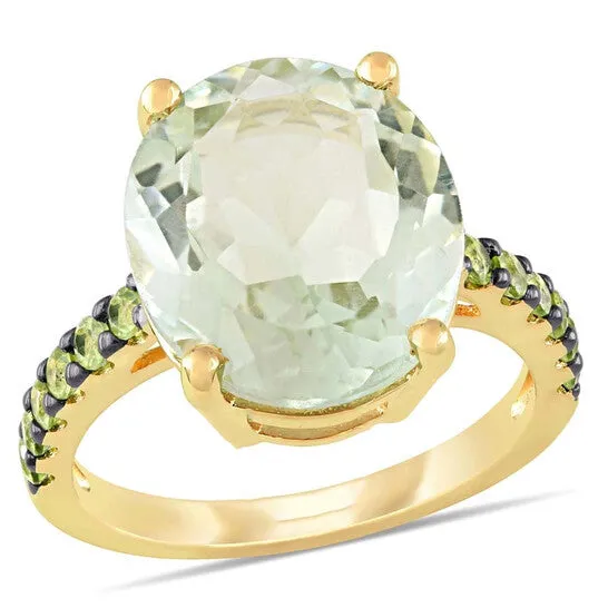 JMS always Rings Original Amour 8 CT TGW Green Amethyst Peridot Fashion Ring Yellow Silver Black Rhodium Plated JMS005406