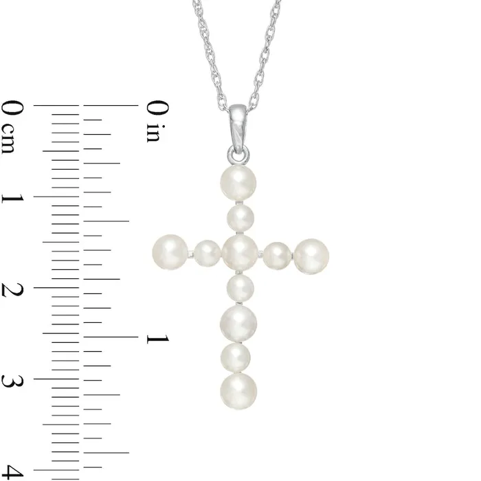 Necklaces Goldia 3040mm Cultured Freshwater Pearl Cross Pendant in 10K White Gold