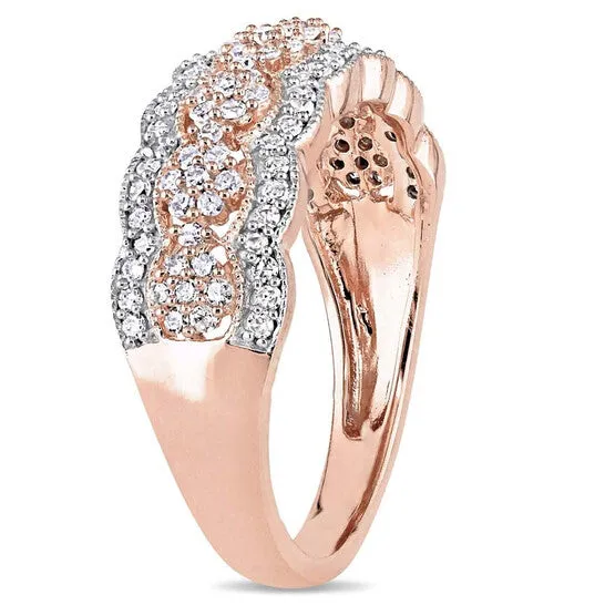 Original Amour 12 CT TW Diamond Milgrain Vintage Flower Ring in 10k Rose Gold JMS always Rings Original Amour 12 CT TW Diamond Milgrain Vintage Flower Ring in 10k Rose Gold JMS always Rings