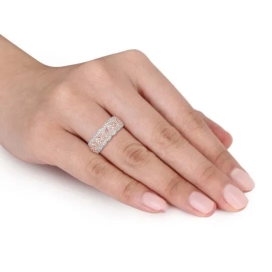 Original Amour 12 CT TW Diamond Milgrain Vintage Flower Ring in 10k Rose Gold JMS always Rings Original Amour 12 CT TW Diamond Milgrain Vintage Flower Ring in 10k Rose Gold JMS always Rings