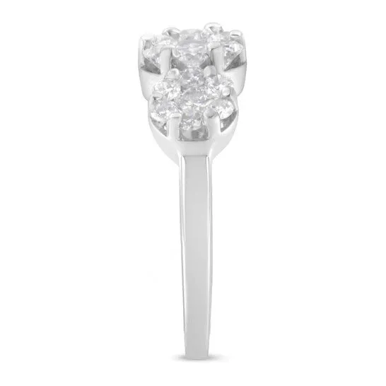 Original Haus of Brilliance 14K White Gold 1 14ct TDW Diamond Floral Cluster Ring HI SI2I1 JMS always Rings