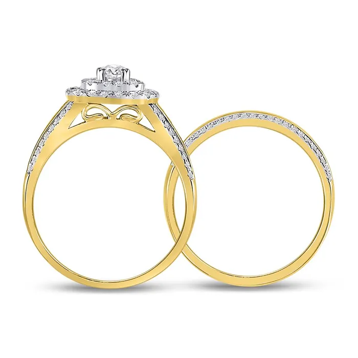 Rings gndatlanta 14k Yellow Gold Round Diamond Bridal Wedding Ring Set 1 Cttw