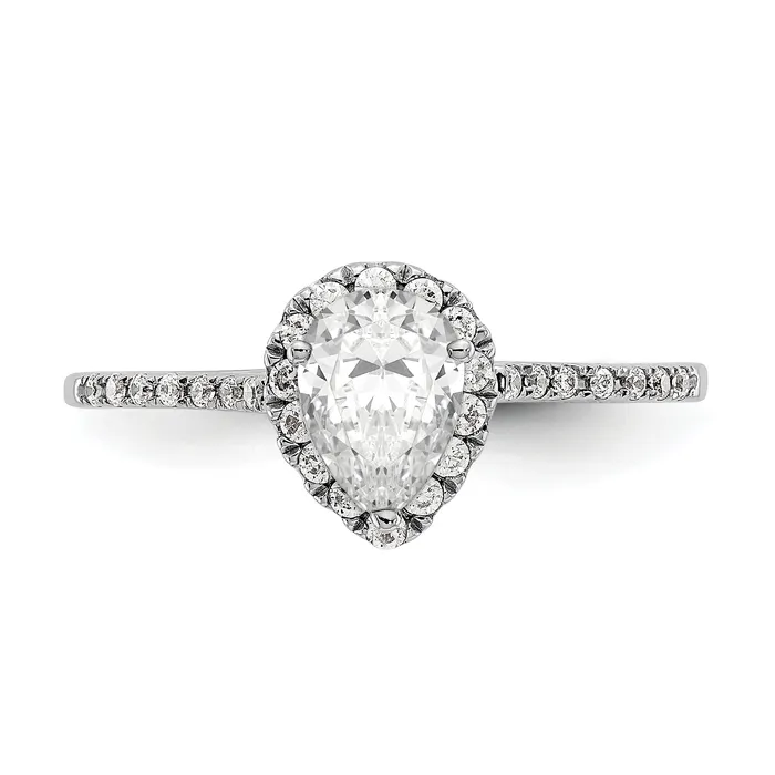 Rings Goldia 150ct CZ Solid Real 14ktt Pear Halo Engagement Ring