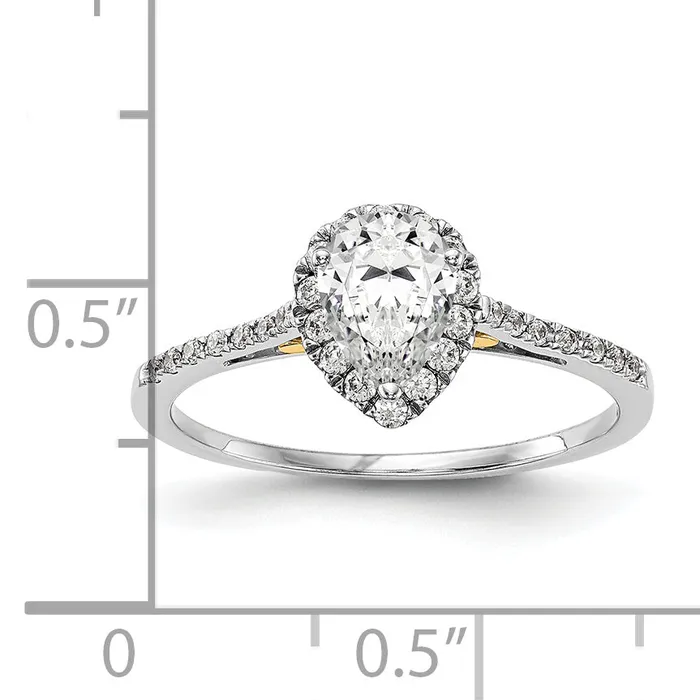 Rings Goldia 150ct CZ Solid Real 14ktt Pear Halo Engagement Ring