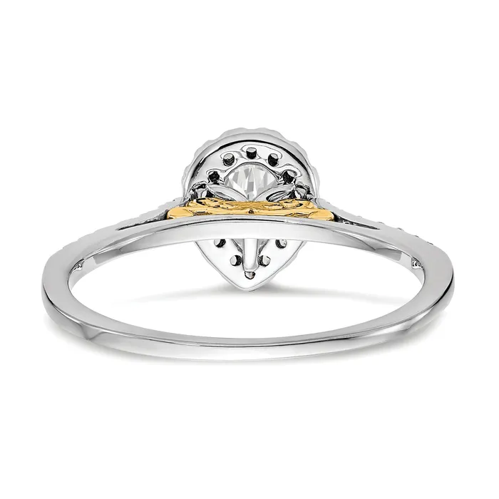 Rings Goldia 150ct CZ Solid Real 14ktt Pear Halo Engagement Ring