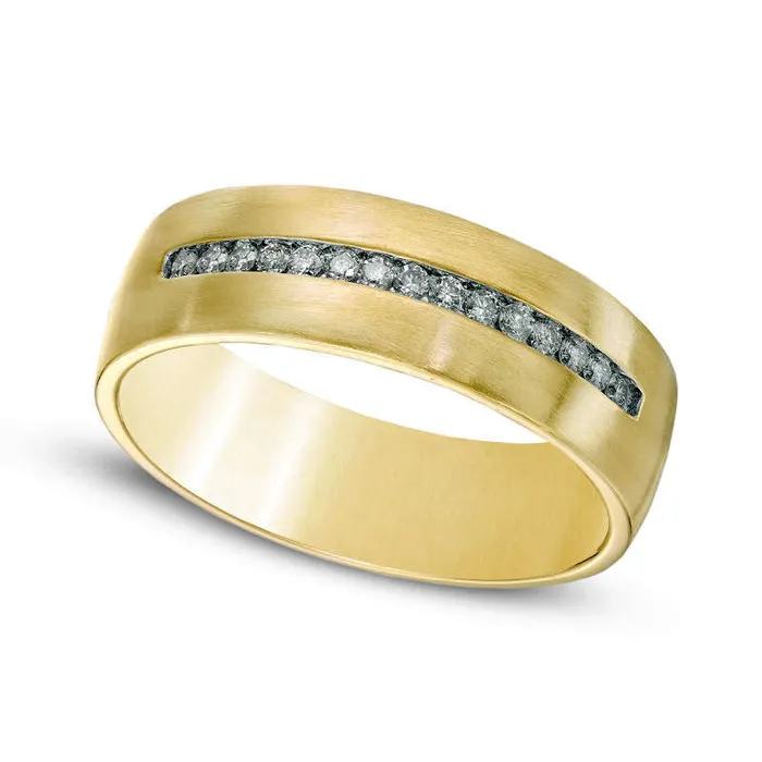 Rings Goldia Mens 020 CT TW Natural Diamond Satin Finish Wedding Band in Solid 10K Yellow Gold