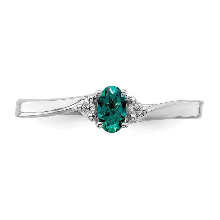 Rings Sterling Silver Rhodplated Created AlexandriteDiamond Birthstone Ring Goldia