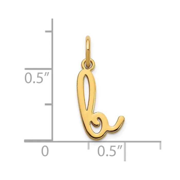 14k Yellow Gold Lower case Letter B Initial Charm TreasureFineJewelers Charm Necklaces