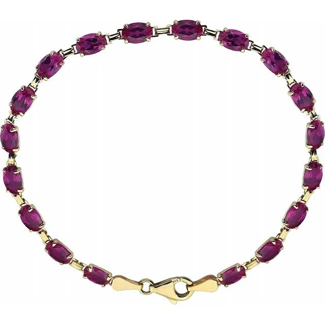 Bracelets TreasureFineJewelers 14K Yellow LabGrown Ruby 725 Bracelet