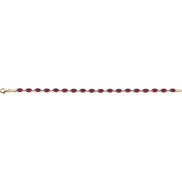 Bracelets TreasureFineJewelers 14K Yellow LabGrown Ruby 725 Bracelet