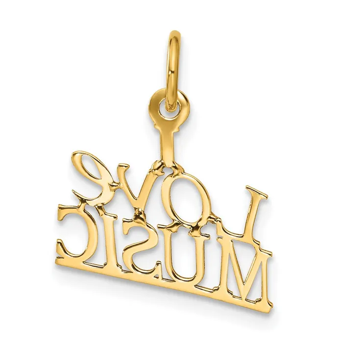 Charm Necklaces TreasureFineJewelers 14K I LOVE MUSIC Charm