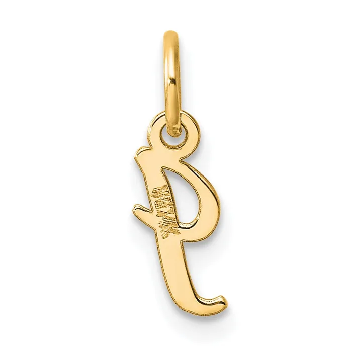 Charm Necklaces TreasureFineJewelers 14k Yellow Gold Small Script Letter I Initial Charm