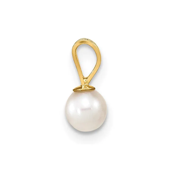 Earrings TreasureFineJewelers 14k Yellow Gold Gold 45mm White Round Freshwater Cultured Pearl Pendant