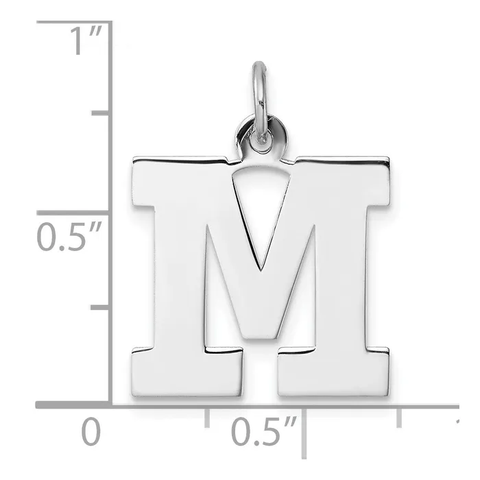 Large Sterling Silver Rhodiumplated Block Letter M Initial Charm TreasureFineJewelers Rings