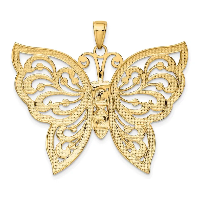 Necklaces 14k wRhodium Diamondcut Butterfly Pendant TreasureFineJewelers