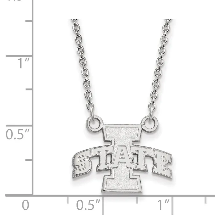 Necklaces TreasureFineJewelers 10K White Gold Iowa State University Small Pendant wilth Necklace