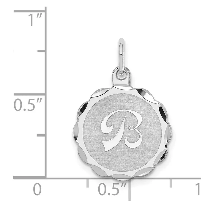 Necklaces TreasureFineJewelers Sterling Silver Rhodiumplated Brocaded Letter B Initial Charm